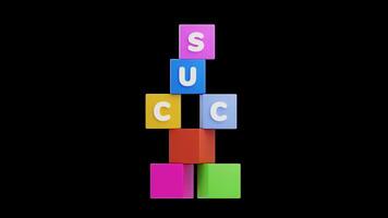 3D Animation of Colorful Blocks Forming Success Word video