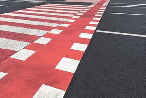 Marking of pedestrian crossing and bicycle path photo