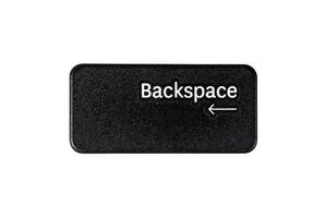 Black backspace button closeup on white background photo