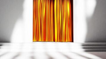3D rendering of empty scene for product background with gold curtains video