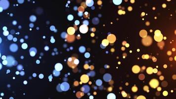 Abstract twinkling bokeh particles for birthday and holiday celebrations. 4k loop bokeh background with light particles and stars moving on dark background. Animation footage. video