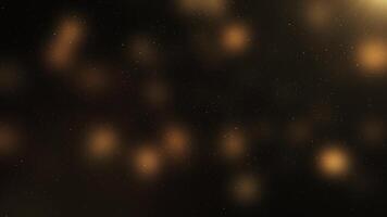 Abstract animation concept of golden particles for birthday and holiday celebrations. 4k loop bokeh background with light particles and dust falling on dark background. Animation footage. video
