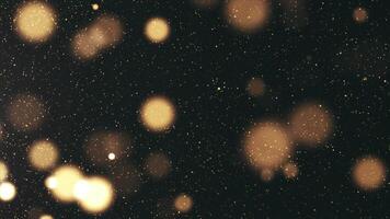 Abstract background of golden particles. Golden glitter background for awards and celebrations. Gold dust and beautiful bokeh on dark background. video