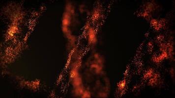 Abstract background with wavy particles, digital orange waves. Seamless loop video