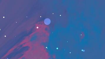 blue background with glowing particles floating over violet and blue clouds. Ideal for cosmic, fantasy video