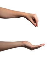 Hand open, palm facing up, gesturing for help or donation. Nonverbal signal of giving and receiving, photo