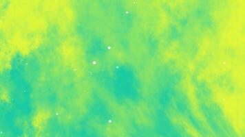 green background with floating particles and dreamy teal-yellow clouds. Great for ethereal, atmospheric visuals, creative content, or cosmic-inspired projects video