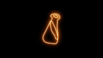 Orange Neon Glowing Test Tube with Potions Halloween Sticker on Transparent Background video
