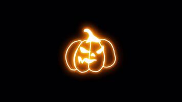 Spooky Orange Neon Pumpkin with Glowing Effect on a transparent background video
