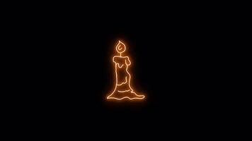 Orange Neon Glowing Lit Candle Halloween Sticker on Transparent Background video