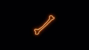 Orange Neon Glowing Bone Halloween Sticker on Transparent Background video