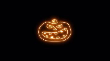 Orange Neon Glowing Pumpkin Ghost Halloween Sticker on Transparent Background video