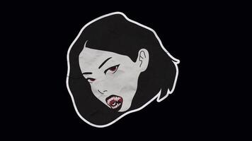 Dark Gothic Female Vampire with Fiery Eyes on Transparent Layer video