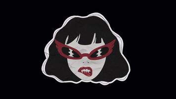 Gothic Vampire Woman Sticker with Red Eyes on Transparent Background video