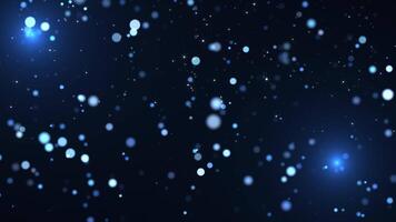 Animations of abstract blue particles and glitter flashing stars for birthday and holiday celebrations. 4k bokeh background with light particles on dark background. Animated footage video