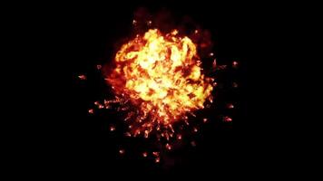 Abstract explosion. Animation of burning fire and flying sparks video