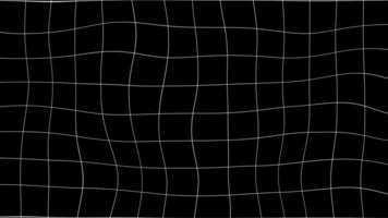 Animated wavy white wireframe mesh on black background. Moving waves on black background. 4K looped animation video