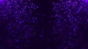 Dark red abstract background with falling flying particles and dots of light creating beautiful bokeh. Seamless looping video