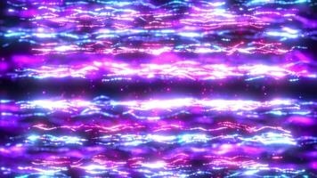 Abstract colorful digital dynamic waves of particles with light motion lights background, data flow, cyber technology. 3D rendering. Seamless looped 4k . screensaver animation. video