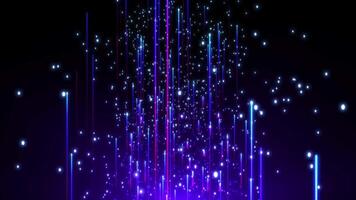 Abstract digital background with glowing neon particles flying upwards, bright dust. motion of flow of glowing bright particle lines. connection visualization. Seamless loop abstract background video