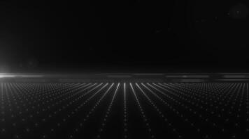 A monochrome black and white digital grid with minimalistic aesthetics, representing technology and data abstraction background, evoking retro sci-fi aesthetics video