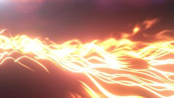 Abstract glowing orange waves of light, dynamic flowing lines, digital illumination concept video