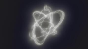 White glowing trinity-shaped swirl with interwoven energy loops emitting a soft radiant aura on a dark minimal backdrop video