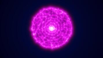 Glowing pink energy sphere with electric patterns radiating from the center on a dark background video