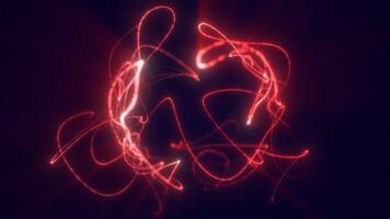 Intense red glowing abstract sphere of swirling light lines, representing energy, speed, and futuristic concepts video