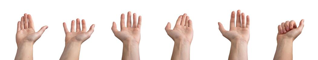 Hand with fingers outstretched, gently inviting and signaling come here in an elegant, soft gesture. photo