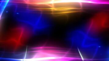 Abstract colorful waves of light forming a frame on a black background, ideal for creative projects. video