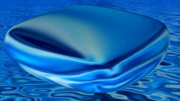 Blue Rounded Cube, Floating Background, Elegant Template, Liquid Metal, Colors, Reflection video