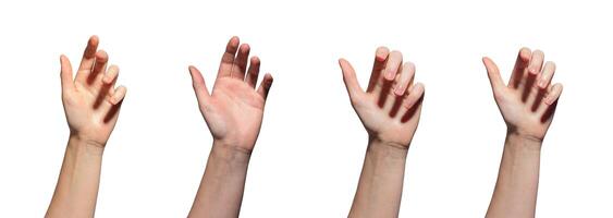 hand reaching out, ready to grab or hold something. Palm open with fingers extended, symbolizing photo