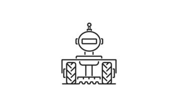 Agricultural robot icon animation. Agricultural robot icon featuring a line drawing of a robotic agricultural vehicle. Suitable for technology and farming related designs. video