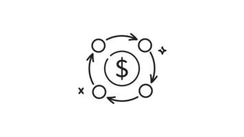 Cash flow line animation. Circular money flow diagram showing economic transactions and relationships between different entities. Suitable for finance presentations and educational materials. video
