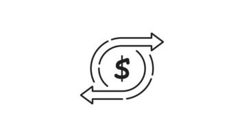 Cash flow line animation. Circular arrows around a dollar sign symbolize money circulation, ideal for financerelated designs and concepts needing dynamic illustrations. Motion graphic video