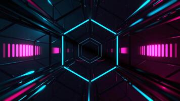 Cyan and Pink Neon Alien Wireframe Cybertrack Background VJ Loop in 4K video