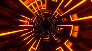 laranja e luz vermelho sem fim túnel do néon pulsos fundo vj ciclo dentro 4k video