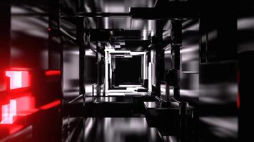 Red and White Infinite Strobe Sci Fi Corridor Made of Metal Blocks Background VJ Loop in 4K video