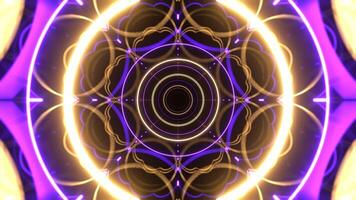 Yellow and Purple Ring Neon Flashing Mirror Tunnel Background VJ Loop in 4K video