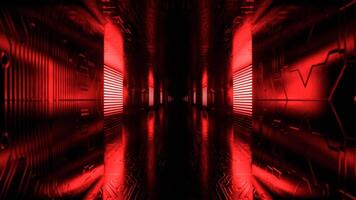 Red and Orange Alien Cyber Track with Neon Lights Background VJ Loop in 4K video
