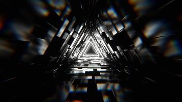 White Infinite Triangle Sci Fi Glitch Tunnel Background VJ Loop in 4K video