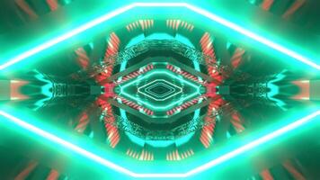 Turquoise and Pink Neon Infinite Sci Fi Technochannel Background VJ Loop in 4K video