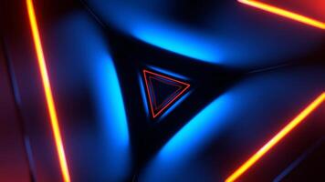 Orange and Blue Mystical Flashing Triangle Corridor Background VJ Loop in 4K video