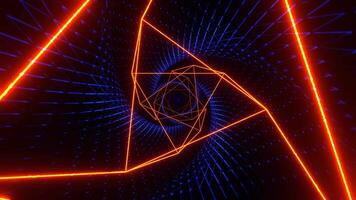 azul e laranja malha néon espiral abstrato túnel fundo vj ciclo dentro 4k video
