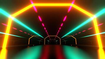 Turquoise Pink and Yellow Cyber Highway to Data City Background VJ Loop in 4K video