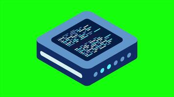 Isometric futuristic server animation. Isometric database or data center. Abstract blockchain. Computer storage. Cloud storage. 4K animated in isometric. video