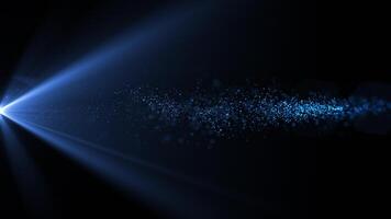 Abstract luxurious glitter particles of dust and light flying in a whirlwind of energy illuminated by bright rays. Seamless loop video