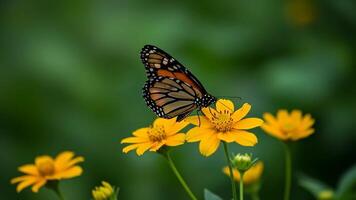 Butterfly Gathering Nectar From Yellow Flower in Summer Garden video