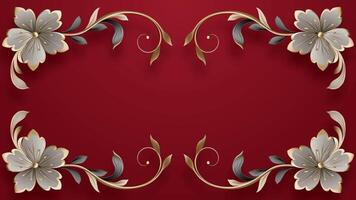 animation of moving flowers with frames on a red background video